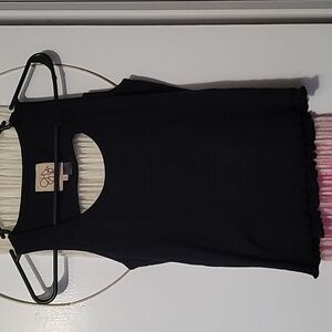 Chaser NWT Black Open Back Tank – Size S, Lettuce Hem Detail, Lightweight Top